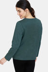 Zivame Fleece Marl Knit Cotton Sweatshirt With Soft Brushed Back - Ponderosa Pine — thumbnail 3
